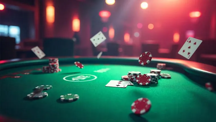 Live Blackjack table with cards being dealt by a dealer
